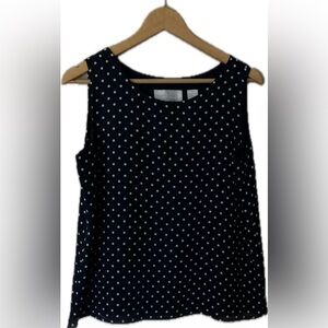 Liz Claiborne Navy Polka Dot sleeveless Blouse size 12